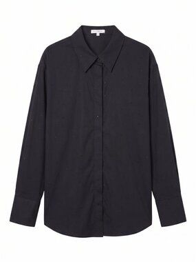 Good American Crystal Embellished Oversized Shirt 5/6 2XL/3XL Black Quiet Luxury